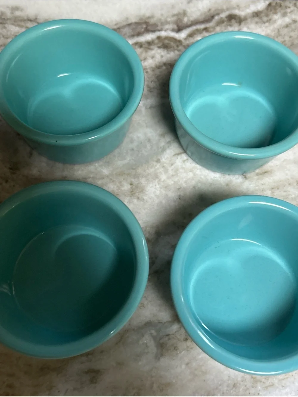 Chantal Ramekins Set Of 4 Turquoise Blue Baking Dish Custard 1/2 Cup holiday